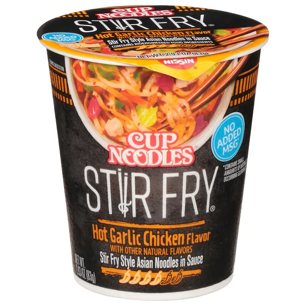 Cup Noodles Stir Fry Noodles Hot Garlic Chicken Flavor