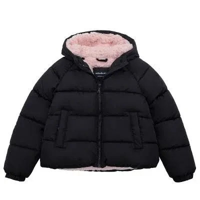 Rokka&Rolla Girls Heavyweight Puffer Jacket Sherpa Lined Bubble Coat - Indigo Blue