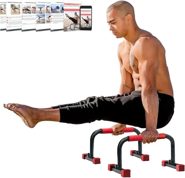 Rubberbanditz Parallette, Parallel Bars & Dip Station | At Home Gym Workout Equipment, L-Sit Bars & Calisthenics Equipment for Home. Perfect for Push Ups, Dips, Handstands & Gymnastics.