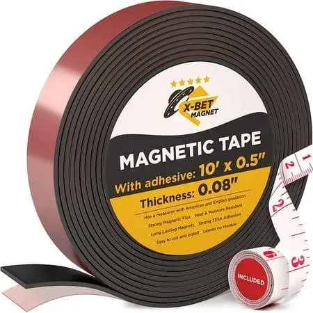 Flexible Magnetic Tape - Magnetic Strip with Strong Self Adhesive - Ideal Mag...