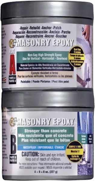 PC-Masonry Epoxy Adhesive Paste, -Part Repair, 8 oz in Cans, Gray 70079