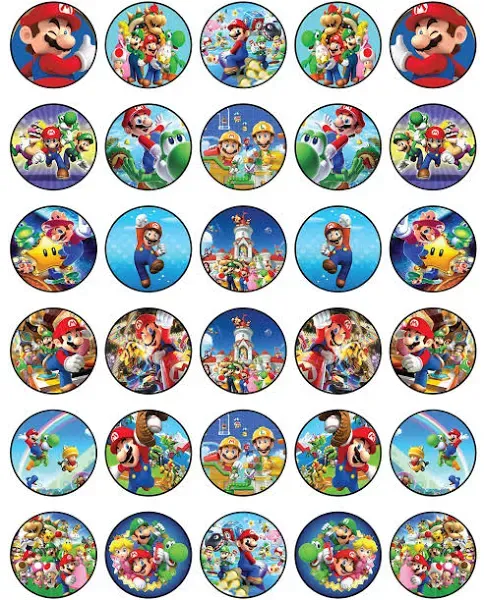 30 x Edible Cupcake Toppers Themed of Classic video Game Collection of Edible Cake Decorations | Uncut Edible on Sugar Paper Sheet