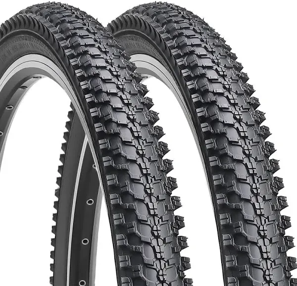 Hycline 2 Pack Bike Tire,20/24/26/27.5 Inch Folding Replacement Tire for MTB Mountain Bicycle-Black/Skinwall Pair (2 Tires)