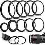 10 Pieces Metal Step-Down Adapter Rings Kit Lens Filter Stepping Adapter Rings Set for DSLR Camera