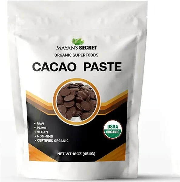 Cacao Paste Organic Raw Wafers Bulk 1 Pound Cacao Paste Unsweetened, Vegan,