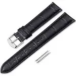 Leather Watch band Alligator Grain Calfskin Replacement Strap Stainless Steel...