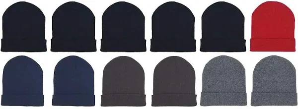 Kids Winter Beanies, 12 Pack Warm Cold Weather Hats Boys Girls Children