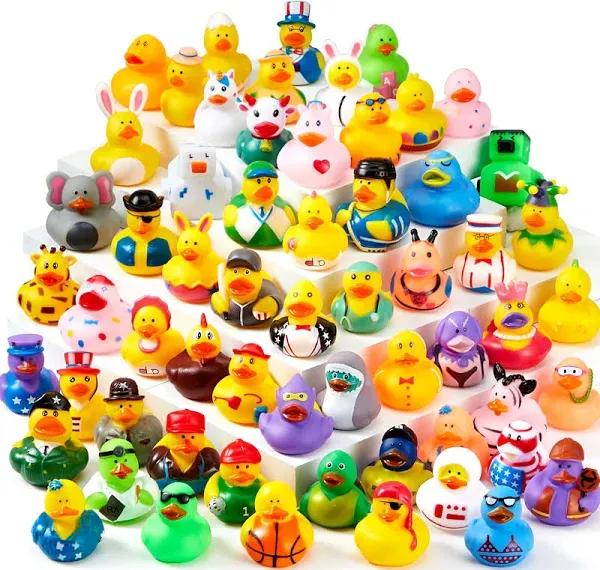 JOYIN 15 Pcs Rubber Ducks with Mesh Carry Bag