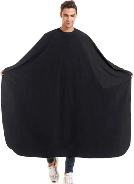 Professional Barber Cape With Armholes - Hands Free All Purpose Cape 64"x56" Large Waterproof Salon Capes for Hair Stylist - Nylon Hair Cutting Cape For Hair Dye, Hair Color,Haircut Black