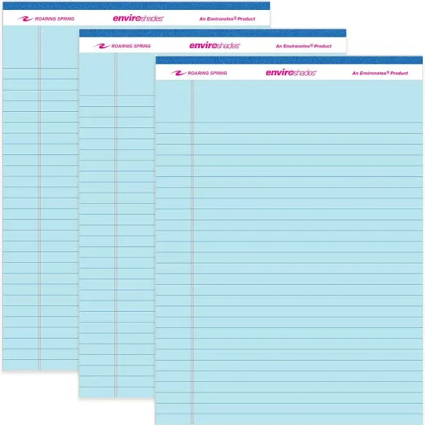 Enviroshades Legal Notepads, 50 Blue 8.5 x 11 Sheets, 3/Pack