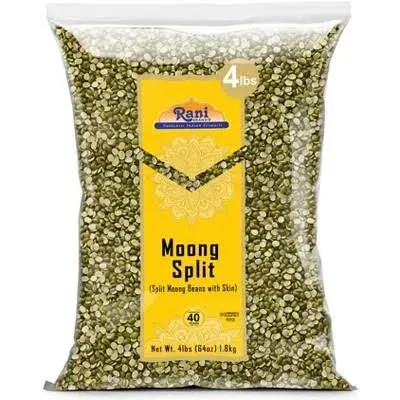 Rani Moong Split (Split Mung Beans with Skin) Lentils Indian 128oz (8lbs) 3.63kg Bulk ~ All Natural | Gluten Friendly | Non-GMO | Kosher | Vegan | Indian Origin