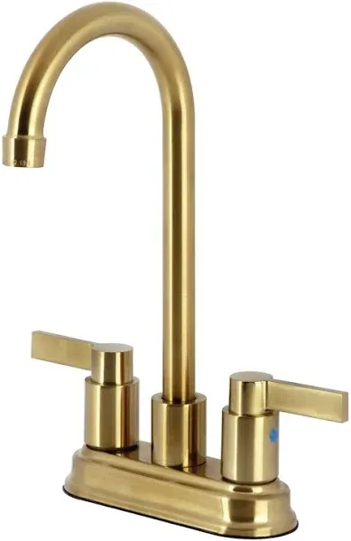 Kingston Brass KB8497NDL NuvoFusion 4" Centerset Bar Faucet, Brushed Brass