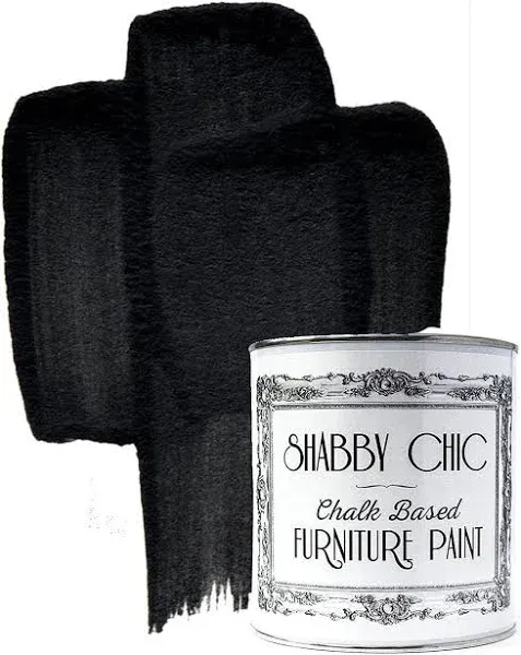 Shabby Chic Chalk Furniture Paint: Luxurious Chalk Finish Craft Paint for Home Decor, DIY, Wood Cabinets - All-in-One Paints with Rustic Matte Finish [Black Liquorice] - (8.5 oz Covers 32 sf)