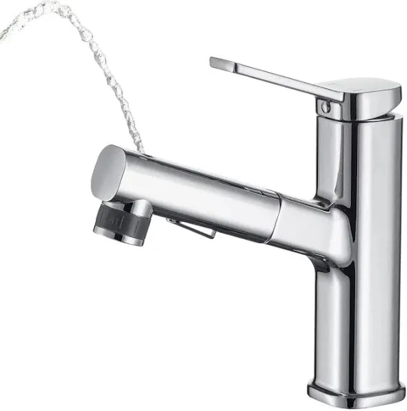 HANPI Pull Down Sprayer Single Handle Pull Out Bathroom Faucet