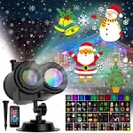 Christmas Halloween Projector Lights Outdoor, COOLWUFAN 2-in-1 Moving Patterns Landscape Lights, 30 HD Effects ( 3D Ocean Wave & Patterns) Projection Light for Xmas Halloween Party Garden Decorations