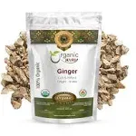 Organic Way Premium Dried Ginger Root Cut & Sifted (Zingiber Officinale) - Organic & Kosher Certified | Raw, Vegan, Non GMO & Gluten Free