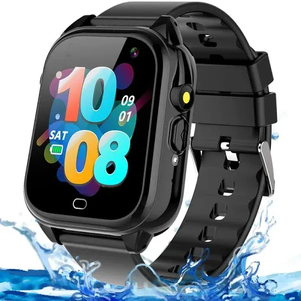 Smart Watch for Kids Boy Girl Age 3-12 with Waterproof 26 Games 1.44'' Touch Screen HD Camera MP3 Player Video Recorder Pedometer Alarm Clock Calculator Torch Wrist Watch Children Learning Toy (black)