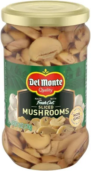 Del Monte® Mushrooms Slices 6 oz. Jar, 12 Pack