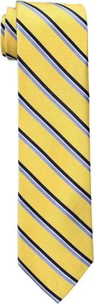 Tommy Hilfiger Mens Neck Tie - Yellow Stripe Classic - 100% Silk - Made in USA