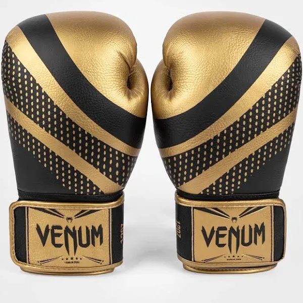 Venum Lightning Hook and Loop Boxing Gloves - 12 oz. - Gold/Black