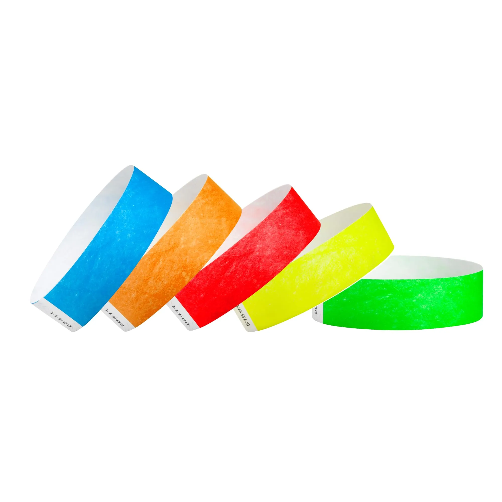 WristCo Variety Pack 3/4" Tyvek Wristbands - Red, Orange, Yellow, Green, Blue - 500 Pack Paper Wristbands for Events