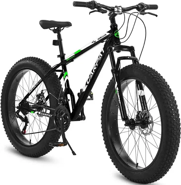 26 in. Black Steel 21 Speed Mountain Bike with Fat Tire