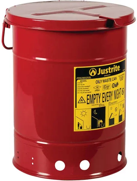 Justrite Oily Waste Can-Red-6 Gallon