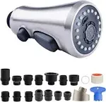 Hibbent Metal Pull Down Spray Head for Kitchen Faucet, Kitchen Sink Spray Nozzle with 15 Adapters, Faucet Head Replacement Compatible with Moen, American Standard, Delta, Kohler Faucet, Chrome