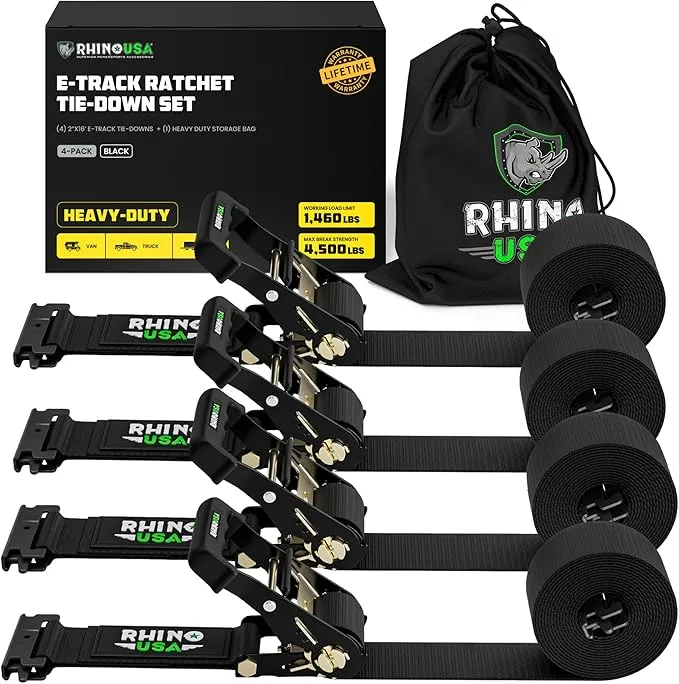 Rhino USA E Track Ratchet Tie Down Straps