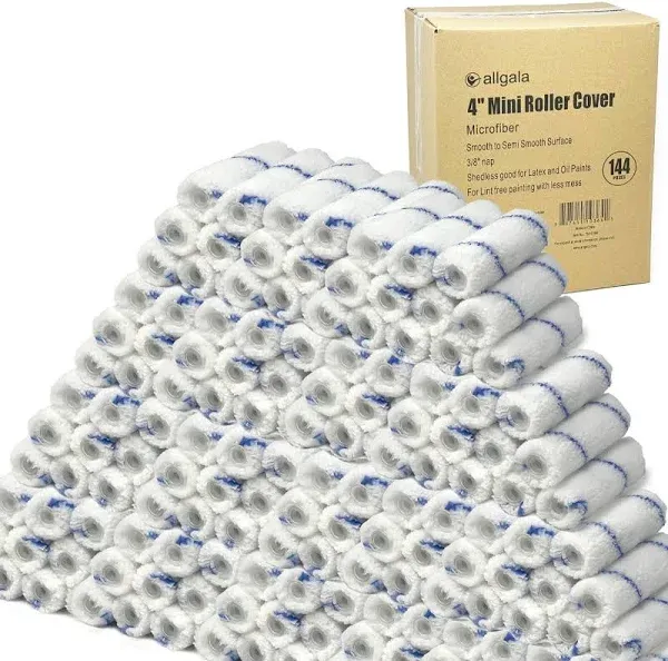 12-Piece 4&#034; Mini 3/8&#034; Nap Shedless Microfiber Paint Roller Cover - TH10306