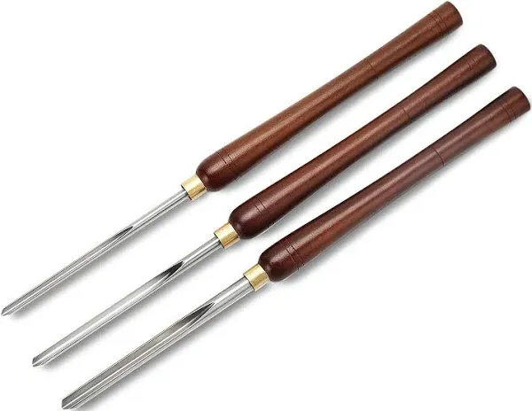 Woodturning Bowl Gouge Set, 3 Pieces 22.5” Wood Lathe Bowl Turning Tools, 1/4 ...