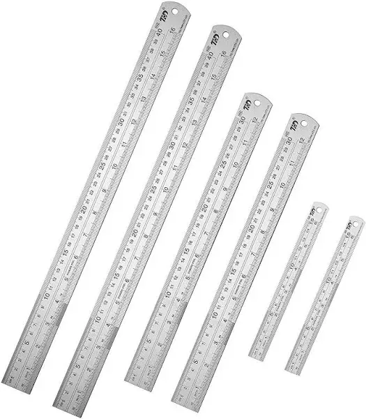 ZZTX Metal Ruler Stainless Steel Ruler Straight Edge Measuring Tool 6 inch +12 ...