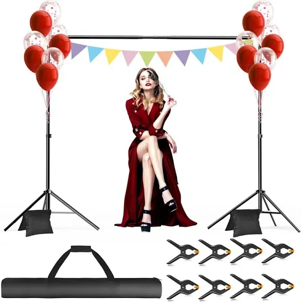 Backdrop Stand 10x7ftWxH Photo Background Stand Adjustable Support Kit with 2...