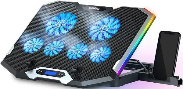 C11 Laptop Cooling Pad RGB Gaming Notebook Cooler, Laptop Fan Stand Adjustabl...