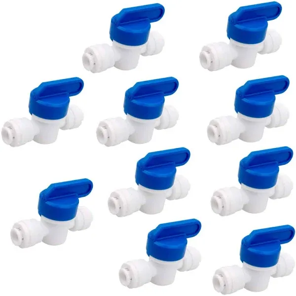 10Pack 1/4 inch Tubing&amp;Hose&amp;Pi<wbr/>pe Use Shut Off Ball Valve Plastic Quick Connect