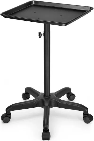 Salon Tray On Wheels Premium Aluminum Tattoo Tray Rolling Trolley Adjustable Height Storage Utility Cart for Clinic Spa Rolling Tray (Black)