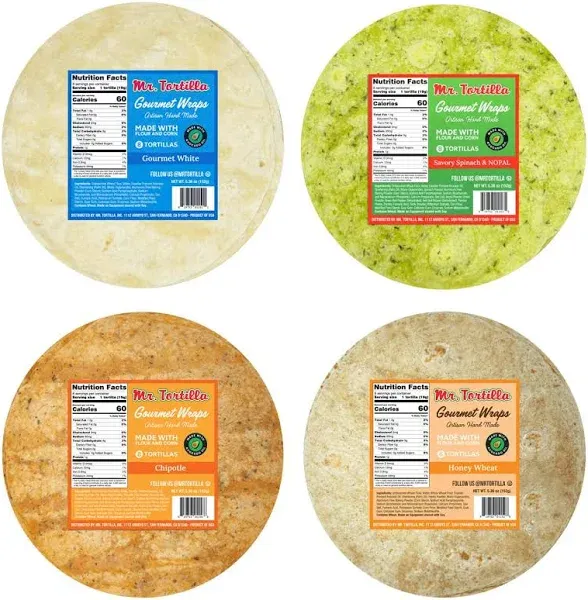 Mr. Tortilla Gourmet Wraps Variety Pack Artisan Flour Tortillas