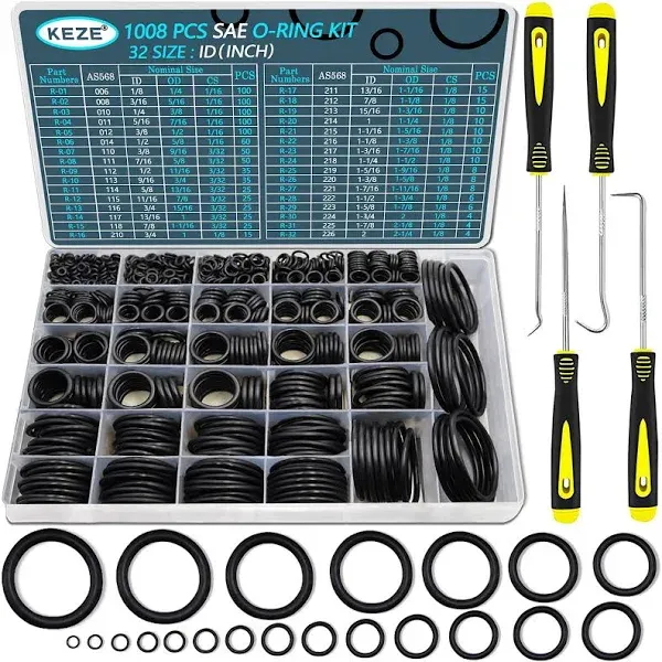 1008 Pcs Sae O Ring Kit,32 Sizes Usa Standard Nitrile 70A Rubber Seals Inch, 226