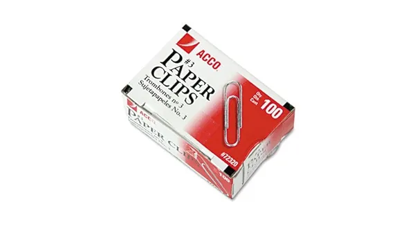 Paper Clips, #3, Smooth, Silver, 100 Clips/box, 10 Boxes/pack