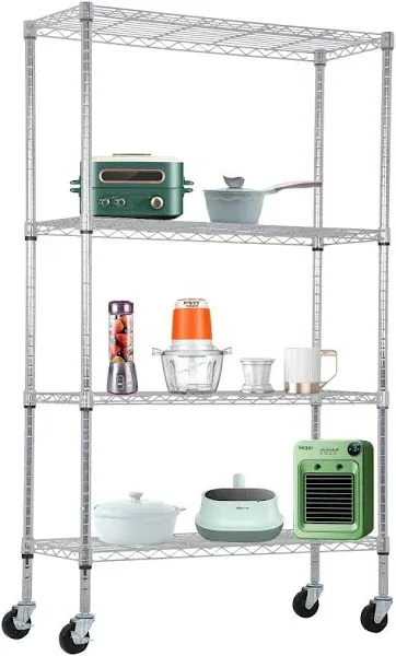 4-Tier Adjustable NSF-Certified Metal Shelf with Wheel