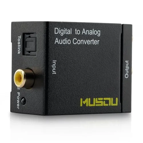 Musou Rca Analog To Digital Optical Toslink Coaxial Audio Converter Adapter With Optical Cable