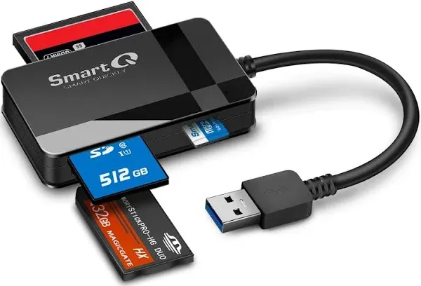 SmartQ C368 USB 3.0 Multi-Card Reader, Plug N Play, Apple and Windows Compatible