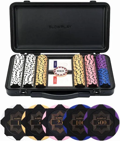  Nash 14 Gram Clay Poker Chips Set for Texas 300 Chips With Numbered Values