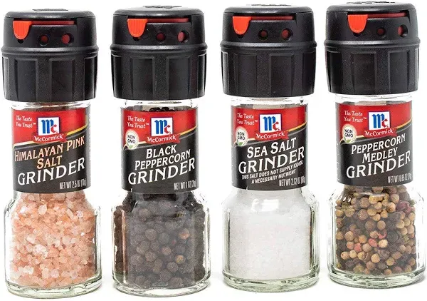 McCormick Salt &amp; Pepper Grinder Variety Pack Himalayan Pink Salt Sea Salt