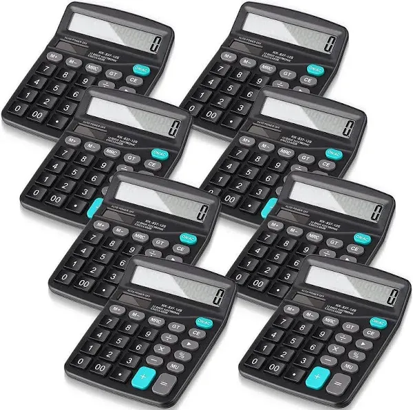 Konohan 8 Pcs. 12-Digit Calculator, Basic Desktop Calculator With Solar Power,