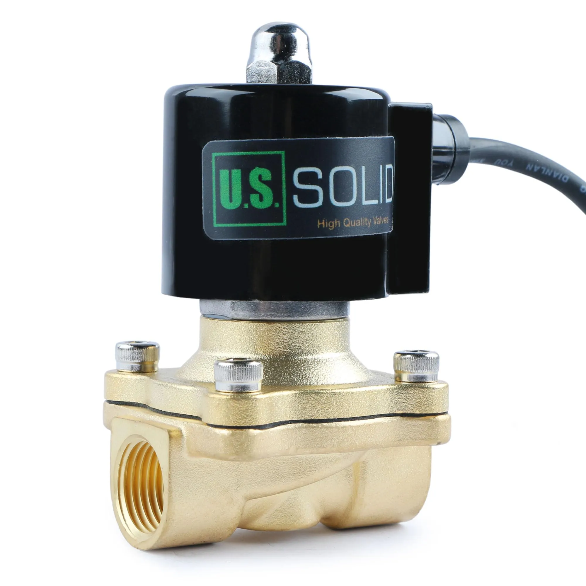 U.S. Solid 1/2" Brass Electric Solenoid Valve Underwater 110V AC Normally Closed Viton IP67 Air Water Oil Fuel