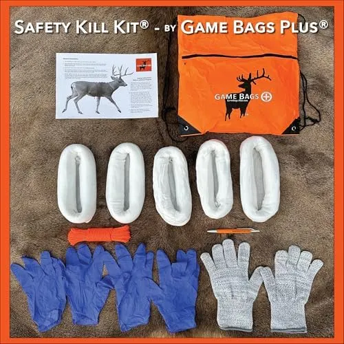 Big Game Hunting, Vac-Sealed, Field Dressing Kit: 5-Pack Game Bags, Cut Gloves, 4 Other Back Country Essentials - Light Weight