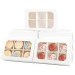 White Bakery Boxes 10 Count Take Out Containers with Window and Dividers Maca...