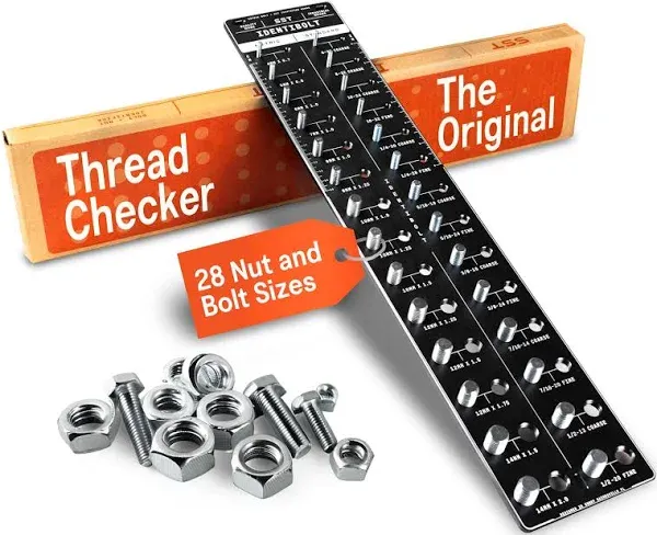 SST Identibolt XL ® Thread Checker for Extra Large Nuts and Bolts | 20 Nut and Bolt Identifier Gauge | Measures 9/16" to 1" & 16mm to 24mm | Tight Tolerance & Industrial Grade Precision, USA Company