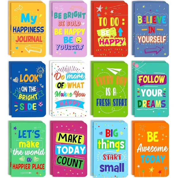 Cinrobiye 24 Pcs Mini Colorful Notebooks, Funny Motivational Journals Notepads Inspirational Notepads Small Pocket Notebook for Kids Teacher School